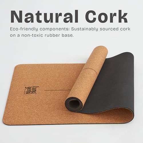 LunaYena Cork Yoga Mat - Eco-Friendly Non-Slip Natural Cork & Non-Toxic Rubber Base for Women & Men, 4mm Thick for Hot Yoga/Pilates/Fitness, 72"x24" Durable Sustainable Design for Home/Studio/Outdoor