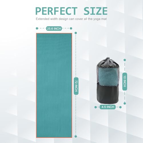 Eunzel 2 Pack Hot Yoga Towel with Grip Dot, Non Slip Yoga Mat Towe Sweat Absorbent Towel for Hot Yoga,Bikram, Pilates and Fitness 72" x 24", Dark Cyan/Pink - color: Dark Cyan/ Pink