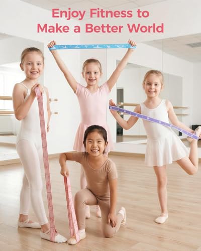 Slim Panda 2 PCS Stretch Strap for Kids Gymnastics Multi-Loop Elastic Strap for Ballet, Latin, Dance, Yoga, Children Flexibility Training & Exercise Resistance Yoga Band- 8 Loops - color: Red & Blue