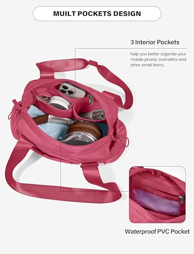 Uselike Small Gym Bag for Women, 7L Mini Duffle Bag for Travel, Lightweight Quilted Puffer Bag for Daily, Cute Shoulder Bag for Dance with Wet Pocket (Red) - color: Red