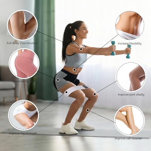Fabric Resistance Bands for Working Out, 3 Levels Non-Slip Booty Bands for Glutes and Legs, Cloth Exercise Bands Sets with Carry Bag & Workout Guide, Light/Medium/Heavy (Light Grey/Grey/Black)