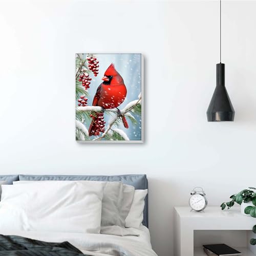 Reofrey Framed Paint by Numbers Kit for Adults & Beginner - 8x12 Inch Canvas Christmas Paint by Numbers - Birds Educational & Creative Art Set for Beginners - Perfect for Home Wall Decoration - color: bird