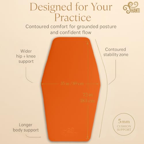 Shanti Diamond Series Yoga Mat - Diamond Shape to expand your Practise, UltraGrip surface, High dencity Cushioning for, Yoga, Pilates, Stretching & Home fitness. - color: Sunset Glow Orange