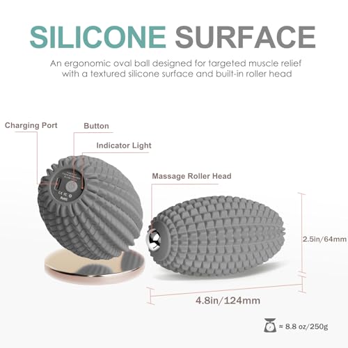 Vibrating Massage Ball with Rolling Head for Plantar Fasciitis - color: Gray