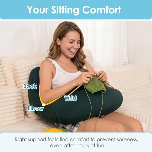 QUEEN ROSE Reading Pillow for Gaming, Lap Desk Pillow for Sitting in Bed or Sofa, Compact Arm Support Pillow for Reading, Playing or Crocheting, Cooling Green - color: Cooling Green