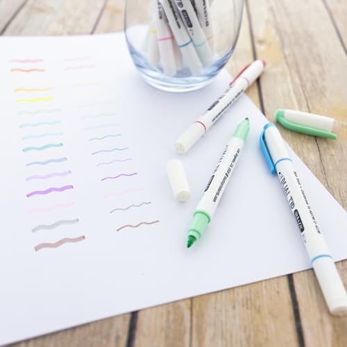 BAZIC Products Dual Tip Creative Markers Set, Broad & Fine Point Tips Highlighter, 15 Colors Art Marker Pens for Hand Lettering Notes Journaling Drawing, 1-Pack