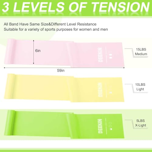 DEEKIN 10 Pcs Resistance Bands Professional Exercise Elastic Bands Latex-Free Yoga Starter Set for Pilates, Physical Therapy, Strength Training, Yoga, Working Out for Women Home Gym - color: Green, style: 5 Lbs
