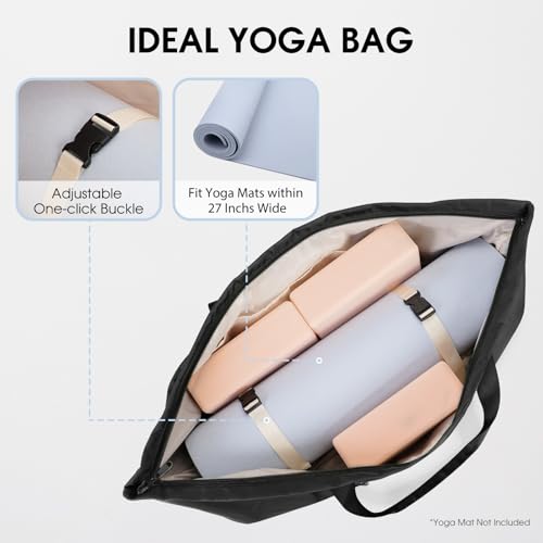 sportsnew Large Yoga Mat Bag Trolley Sleeve Gym Carrier Shoe Bag Wet Pocket | water-resistant fabric, large capacity,wide full-zip opening,separate shoe bag,2 yoga mat holder straps,multi-pocket storage - color: Black