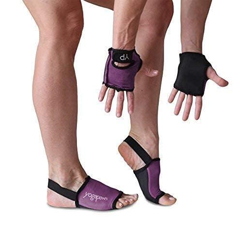 YogaPaws SkinThin Non Slip Yoga Gloves and Yoga Socks for Women & Men for Hot Yoga, Crossfit, Cycling, for Sweaty Hands Feet - color: Rich Plum, size: 2