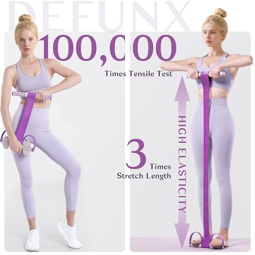 DEFUNX Foot Pedal Resistance Band with Handle Multifunction Tension Rope for Women Exercise Fitness Workout Stirrup Puller - color: Purple