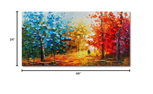 Natural Landscape Romantic Theme Modern Abstract Oil Painting Large Canvas Wall Decoration Art 24x48 Inches - color: Ts12