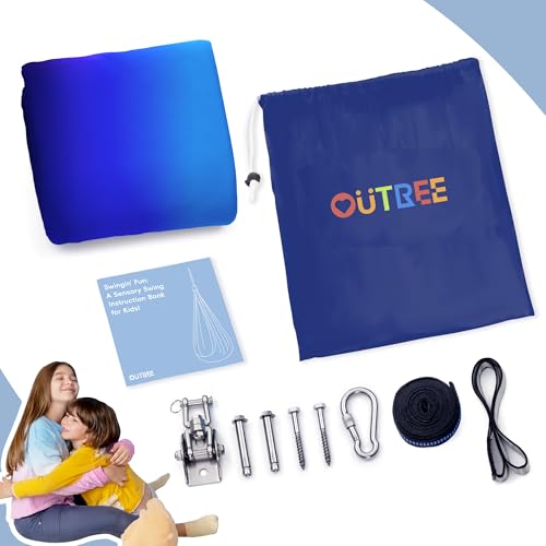 OUTREE Double Layer Therapy Swing with 360 Swivel Hanger, Healing & Relaxing Cuddle Swing for Kids and Adults with Autism, ADHD, Sensory Processing Disorder (Blue-Purple Gradient) - color: Blue-purple Gradient