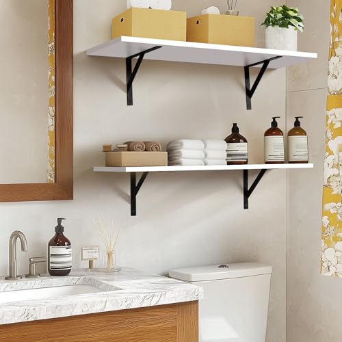 Tectocker-DOU 31.5" Long Floating Book Shelves for Wall, Heavy Duty, White - color: White, size: 31.5W×8D