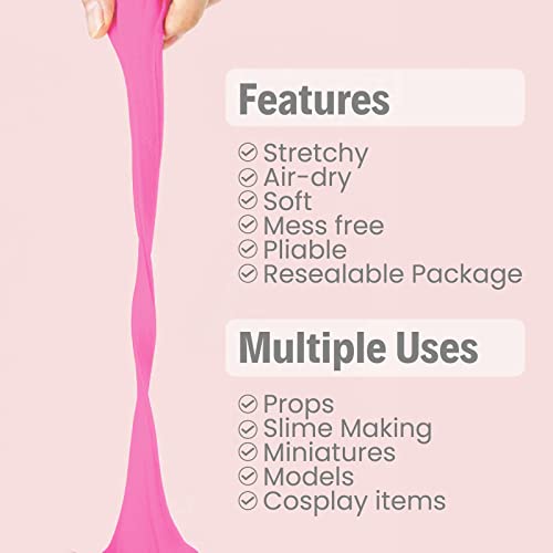 BOHS Foam Clay, Pink Air Dry Modeling Clay, 1.1 lb | Soft, lightweight; crack-free finish; EVA and polystyrene foam details; cosplay props, figurines, fake bakes and slime making - color: Pink, size: 500 g