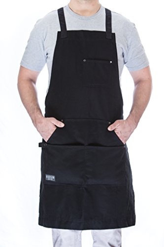 Hudson Durable Goods - Professional Grade Chef Apron for Kitchen, BBQ & Grill - color: Black