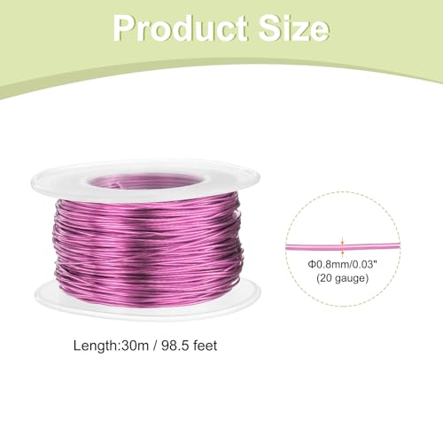 HARFINGTON 20 Gauge Aluminum Craft Wire 0.8mm 98.5ft Flexible Bendable Anodized Metal Jewelry Sculpting Wire for Jewelry Making Modelling Craft DIY, Dark Pink - color: Dark Pink, size: 30M x 0.8mm