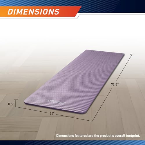 Circuit Fitness by Marcy Non-Slip Multi-Purpose Exercise Yoga Mats with Carrying Strap Multi-Thickness, Multi-Color Options - color: Serenity Purple, size: 1/2-inch