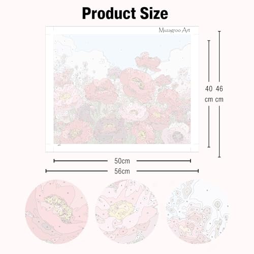 Muzagroo Paint by Numbers Oil Painting Kits for Adults DIY Poppy Flowers Oil Painting for Beginners Hand Crafts Kits with Brushes and Acrylic Paints 16x20 inches (Poppy) - color: Poppy