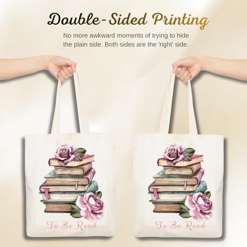 Aesthetic Canvas Tote Bag for Women with Inner Pocket - color: Read-rose