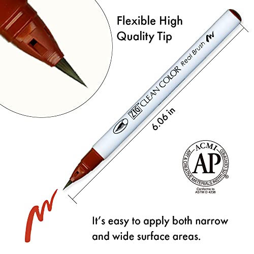 Kuretake ZIG CLEAN COLOR Real Brush 6 colors set 'Portrait colors Ⅱ' for illustration, design art, lettering, calligraphy, drawing - style: 6 Portrait Color set II