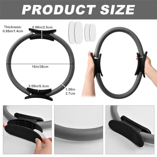 15" Pilates Ring, Dual-Grip Pilates Ring Lightweight Circle Yoga Rin-g for Enhance Thigh and Arm Strength, Body Exercise Tool for Home Gym