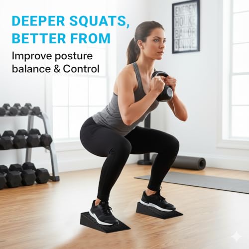 Uwaomah.Squat wedge, pack of 2, 1500 LBS Capacity, 1" & 2" Heel Elevated Squat wedge block of calf stretching & Physical Therapy, Foot Workout Wedge, Ankle Mobility, Portable Heavy Duty Blocks