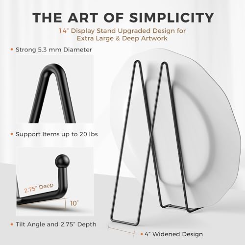 TR-LIFE 14 Inch Heavy Duty Plate Stand (4 Pack) - Metal Display Easel for Large Plates, Platters, Picture Frames, Signs, and Posters - size: 14 Inch