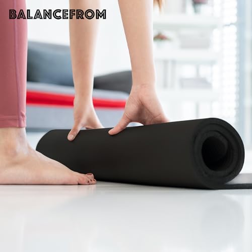 BalanceFrom 1-inch Thick 71x24 Inches Extra Thick Exercise Yoga Mat - color: Black