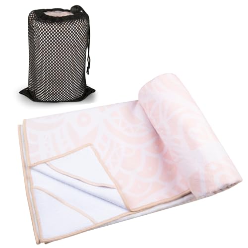 Hot Yoga Towel with Grip Dots, Non Slip, 70" x26, Pink Mandala | Sweat Absorbent Yoga Mat Towel, Portable with Travel Bag, Catching Eyes Design, For Hot Yoga, Bikram, Pilates and Fitness - color: Pink Mandala, size: 70" x 26"