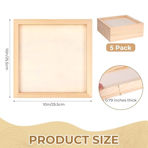 FSWCCK 5 Pack 10 x 10 inch Wood Panel Boards, Unfinished Wood Canvas Panels for Crafts, Painting Canvas, DIY Art Projects, Pouring, Arts Use with Oils, Acrylics - size: 10"X 10" 5 Pack