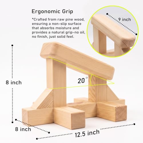 SAMTROY Handstand Canes for Balance Training | Moisture-Absorbent Grip, Non-Slip Wide Base, Ergonomic Handles, Portable For Yoga, Gym & Home Handstand Training - color: Wood-1