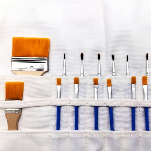 Funny live Paint Brush Holder Art Supplies, Artist Brush Holder & Storage Organizer Roll-Up Case Bag, Protect Acrylic Oil Watercolor Paintbrushes (White 22 Slot Pockets) - color: White 22 Slot Pockets