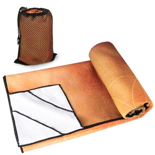 Hot Yoga Towel with Grip Dots, Non Slip, 70"x26, Geometric Flower | Sweat Absorbent Yoga Mat Towel, Portable with Travel Bag, Catching Eyes Design, For Hot Yoga, Bikram, Pilates and Fitness - color: Geometric Flower, size: 70" x 26"