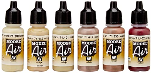 Vallejo - British Caunter Colors Acrylic Paint Set | Model Air | AFV Color Series Precise Kit for Historical Reenactments with Artist-Quality Pigments | 6 Bottles x 17 ml (0.57 fl.oz.) - style: British Caunter Colors