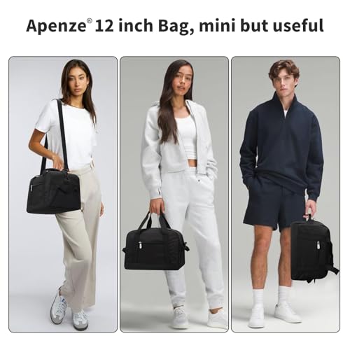 Apenze Small Gym Bag,12 inch Carry On Bag - color: Black, size: 12 inch
