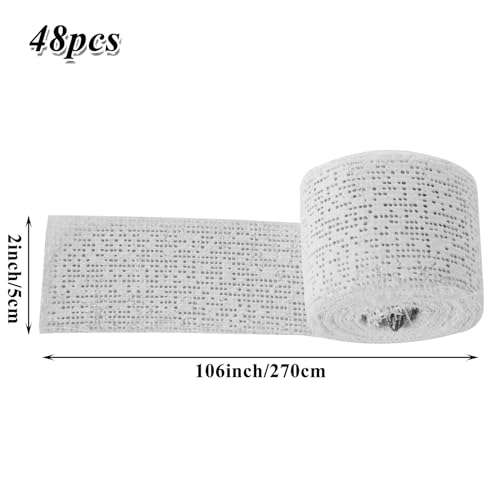 48 Pack Plaster Cloth Rolls Bulk, Each Roll 2”x 108” Cloth Gauze Bandage, Plaster of Paris Strips for Crafts, Modeling, Belly Cast, Masks, Scenery (2In x 9Ft/ 3Yd)
