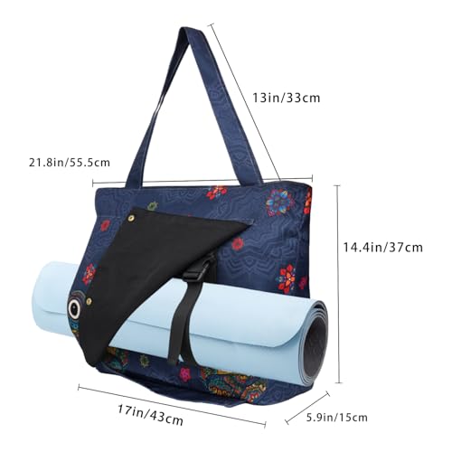 Yoga Mat Bag Yoga Bags and Carriers Fits All Your Stuff Yoga Tote Bag with Zipper Pocket Yoga Mat Carrier Pilates Bag Take in Out Mat Easily - color: Mandala Owl