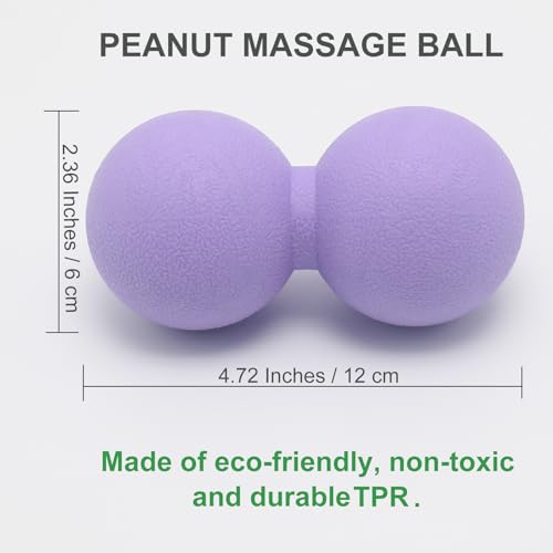 Hard Peanut Massage Ball, Double Lacrosse Massage Ball. Deep Tissue Massager Mobility Roller for Physical Therapy Myofascial Release Trigger Point Muscle Relax Pain Relief Acupressure (Purple) | Mobility Massager Tool for Deep Tissue Physical Therapy Myof