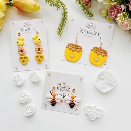 Bee Theme Polymer Clay Cutters Set – Molds, Clay Cutters for Polymer Clay, Clay Earring Tools - color: J color