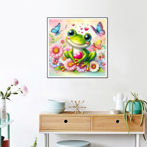 SJUTOUCI Frog Diamond Art Kit for Adults, Frog Diamond Painting | Animal Gem Art, Bead Art, Diamond Dots Craft, Round Full Drill, Home Decor, DIY Gift, 12x12 inch - color: Frog 2