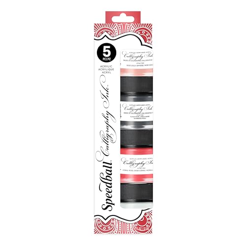 Speedball Acrylic Calligraphy Metallic Ink 5 Piece Set