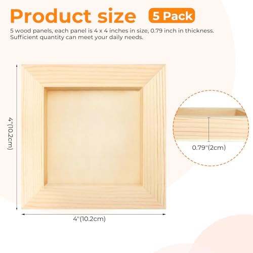 FSWCCK 5 Pack 4 x 4 inch Wood Panel Boards, Unfinished Wood Canvas Panels for Crafts, Painting Canvas, DIY Art Projects, Pouring, Arts Use with Oils, Acrylics - size: 4"X 4" 5 Pack