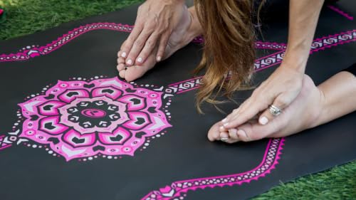 Liforme Printed Yoga Mat - Patented Alignment Design, Ultimate Grip - color: Blossoming Lotus - Purple Earth