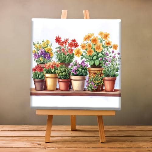 Natuyalo Potted Plant Paint by Number with Frame 12"x12" - Framed Paint by Numbers Kit for Adults Beginners, Flowers Acrylic Painting by Number Kits Framed Ideal Gift - color: Color-05
