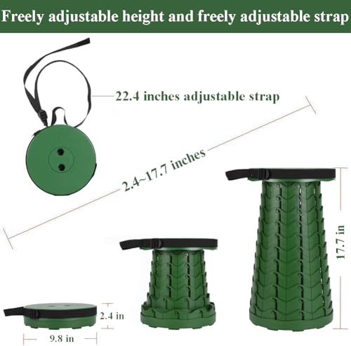 Fishboy Upgraded Collapsible Stool, 400lbs Max Weight, Lightweight But Sturdy, Portable Retractable Folding Telescoping Foldable Camping Stool for Adults Outdoor Fishing Hiking BBQ - color: All Army Green