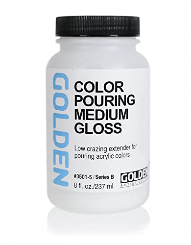 Color Pouring Medium Gloss by GOLDEN, 8 fl. oz. Jar, Professional Acrylic Medium, Transparent