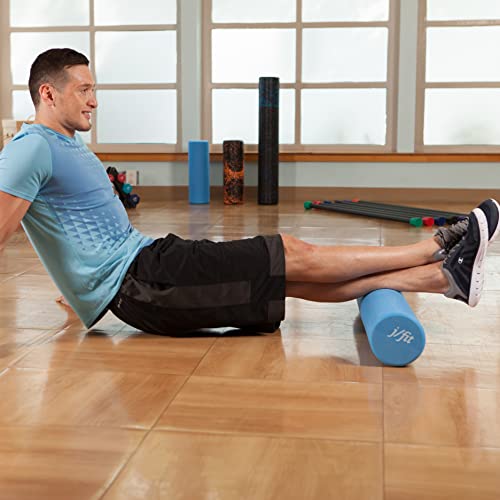 JFIT High Density Smooth EVA Foam Roller - Made in Taiwan - Multiple Size Options Available - Exercise, Massage, Muscle Recovery, Round Foam Roller - color: Blue, size: 36"