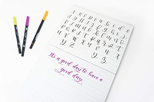 Calligraphy Paper, Hand Lettering and Modern Calligraphy Notepad: A Brush Lettering Practice Pad With 50 Removable Sheets and Pre Printed Guide in Two Styles
