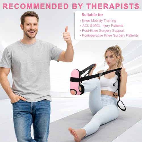SPRING SEAON Knee Replacement Recovery Aids, Leg Stretcher Strap Kit - color: Pink