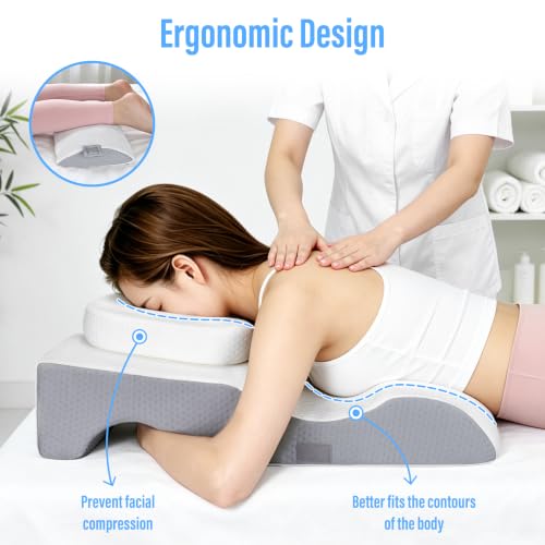 LEBENGURU Face Down Pillow for Eye Surgery Recovery, Memory Foam | Removable washable cover, Prone Massage Pillow for Sleeping & Stomach Sleepers, BBL Pillows for Bed with Non-Slip